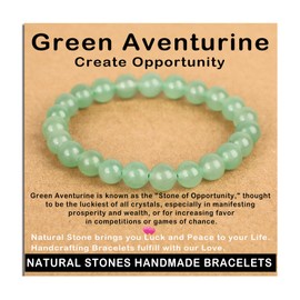 AD Beads Handmade Gemstone Stretch Elastic Bracelet Crystal Healing Reiki Nature's Beauty and Spiritual Essence Unisex (8mm, Green Aventurine (Opportunity))