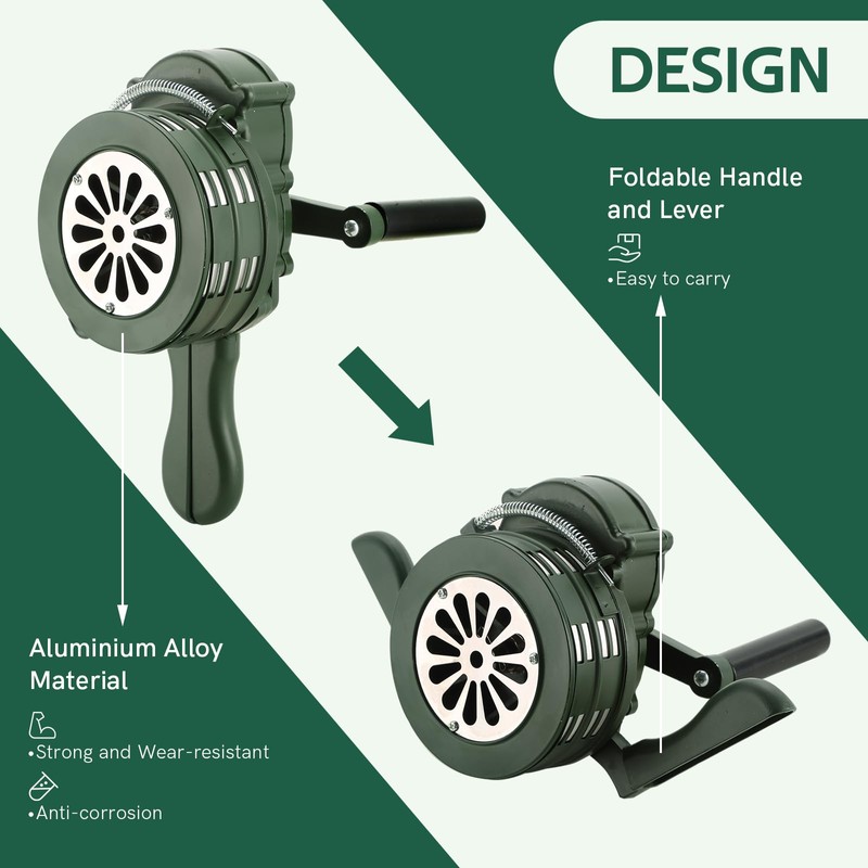 MYFULLY Handheld Air Raid Siren | 110DB Aluminium Alloy Crank
