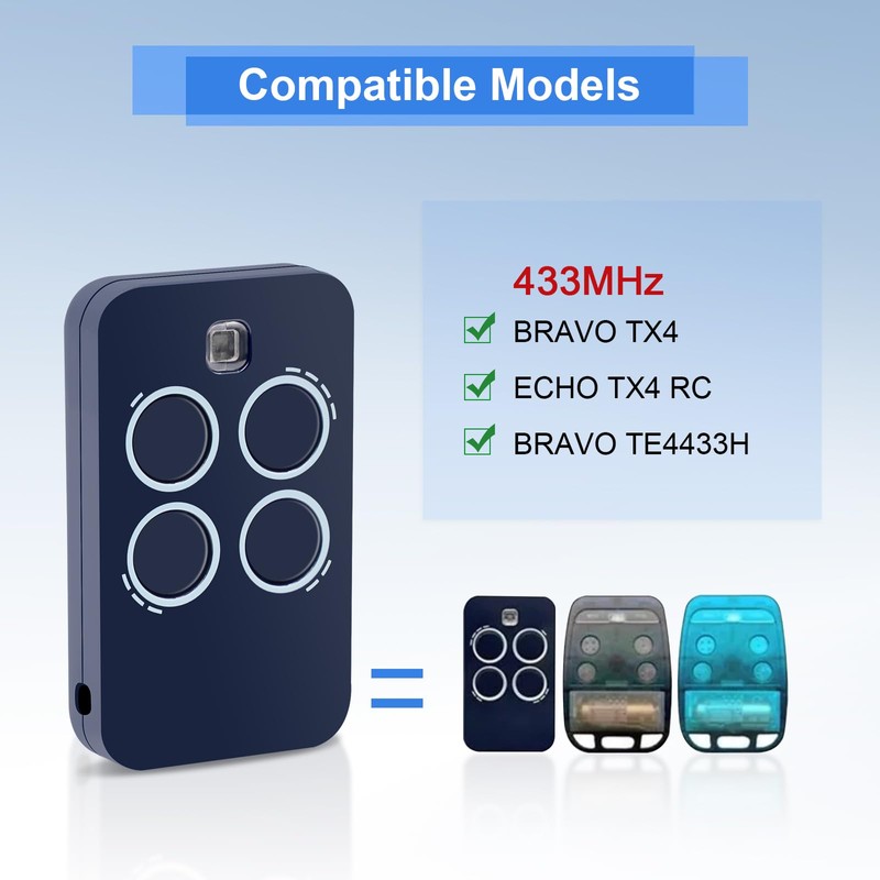 433.92 MHz Remote Control Garage Door, Pack of 3 Remote