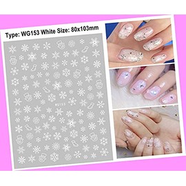 White Snowflake Reindeer Snowman Christmas Santa Sleigh Tree 3D Nail Sticker Wgwg153 for Nails Design Nail Art Stickers Decals Supplies Manicure Tips Sticker Colorful for Nail Decorations