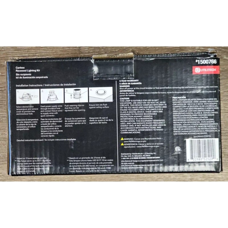 Utilitech Canless (4in) Round 2700k-6500k 580 Lumen Switchable Dimmable (6PK)