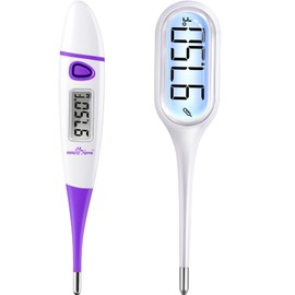 Easy@Home Basal Body Thermometer for Ovulation, 1/100th Degree High Precision, Accurate BBT Thermometer for Natural Ovulation Tracking by Premom APP, EBT-018 & EBT-013, Purple, Pink