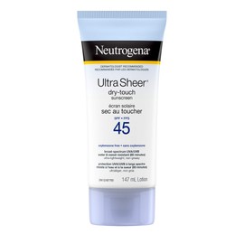 Neutrogena Sunscreen Lotion SPF 45, Ultra Sheer Dry-Touch Sun Cream, Oxybenzone-free, Dermatologist-tested, Water Resistant & Non-Greasy, 147mL