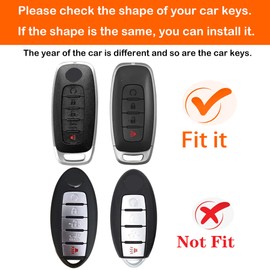 Yonmcfn for Nissan Key fob Cover with Leather Keychain,TPU Key case,Compatible with 2023 2024 Pathfinder Rogue ect,New Remote Smart Key,Transparent red