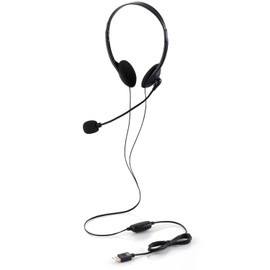 Elecom HS-HP01SUBK Headset, Overhead with Microphone, USB Mute Function, Volume Adjustment, Flexible Arm, Lightweight, Small, Binaural, 6.9 ft (1.8 m), Black, Width 5.2 x Depth 2.0 x Height 6.5 inches (133 x 50 x 164 mm)