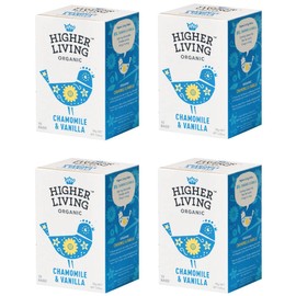 Higher Living Chamomile & Vanilla Organic Herbal Tea Blend, 15 Tea Bags, Pack of 4 (4 x 30 g)
