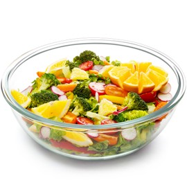 NUTRIUPS 6.4QT Large Glass Mixing Bowl, Large Salad Bowls, Big Glass Bowls for Sourdoug, Salad and Storage, Dishwasher, Microwave and Freezer Safe