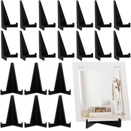 Bucherry 20 Caballetes de Acrílico Triangulares de Exhibición Mini Soporte para Marco de Fotos Soporte de Acrílico para Platos Tarjeta Decoración de Hogar Boda Mesa, 3.4 x 2.5 Pulgadas (Negro)