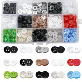 450 botones redondos de resina, 4 agujeros, botón de costura para manualidades, botón de 11,5 mm, para manualidades, decoración de muñecas, sombreros, abrigos, proyectos de bricolaje (8 colores)