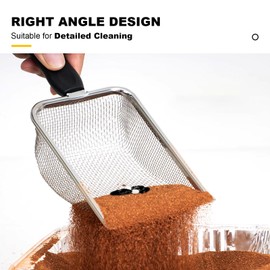 Cat Stainless Steel Litter Scoop Set, Fine Mesh Kitty Litter Scoop for Litter Box, Easy to Clean, Non-Slip Handle, Suitable for Cat, Small Animals, Hamster, Reptiles