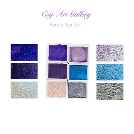 CSY Art Gallery Handmade Artists Watercolors Set Metallic Glitter Watercolors - Watercolors - Pearlescent Watercolors - Sparkle Vibrant Colors Painting Palette (Purple Star)
