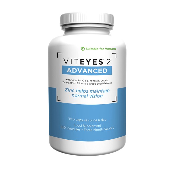 Viteyes 2 Advanced - Vegan AREDS2 Based Formula - 90 Days Supply (180 Capsules)