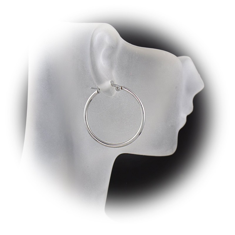 Stainless Steel 1" Inch Thin Wire Hoop Earring