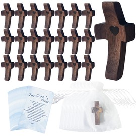 35PCS Wooden Cross, Pocket Cross in Bulk - 2in Small Wood Cross for Prayer