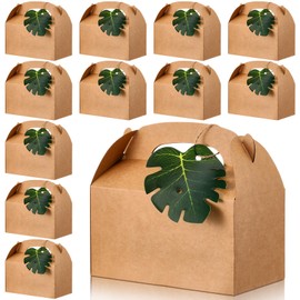 Honoson 24 Set Bachelorette Gift Bags Bulk Luau Gift Bags with Palm Leaves Brown Kraft Goodie Gable Boxes Bridesmaid Party Favors for Wedding Hawaiian