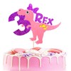 Decoración para tarta con diseño de dinosaurio rosa