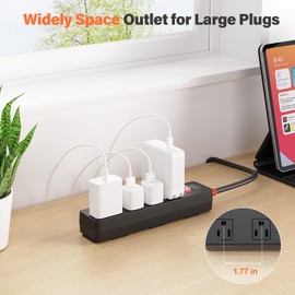 Outdoor Power Strip Weatherproof, Surge Protector with 4 Wide Outlets, 1875W/15A Overload Protection Switch, 10FT Flat Plug Multi-Plug Outdoor Extension Cord for Indoor Outdoor, UL FCC Listed