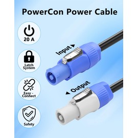 CERRXIAN PowerCon Power Cable, 16AWG AC PowerCon Input to PowerCon Output 3 Pin Power Extension Cable for Stage Lights, LED Screens, Moving Heads & Pro Audio and More (6.6ft/2m)