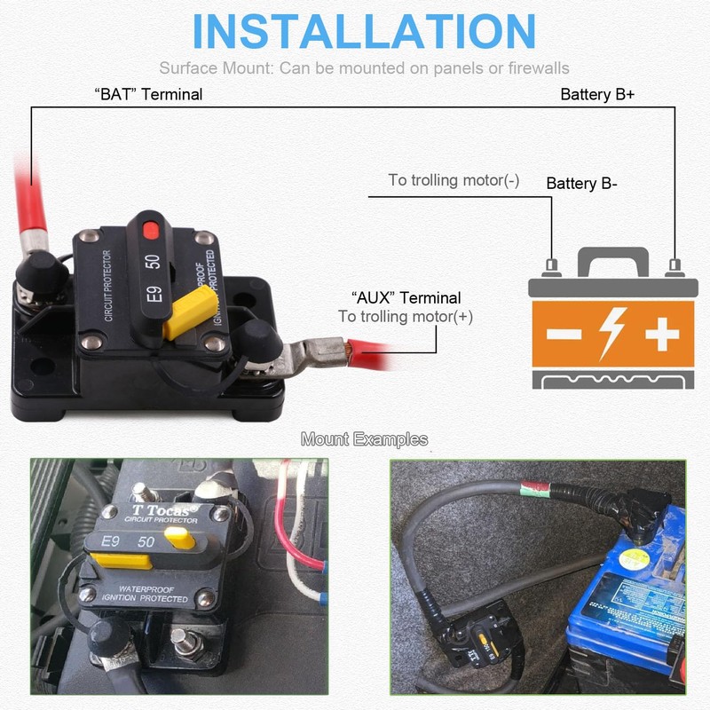 T Tocas 150 Amp Circuit Breaker with Recessed Switch Button