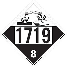 Labelmaster ZT4-1719 UN 1719 Corrosive Hazmat Placard, Tagboard (Pack of 25)