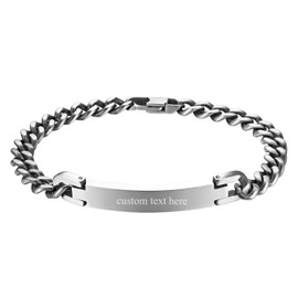 JewelryWe Customisable Partner Bracelet Set, Friendship Bracelets, Stainless Steel, Curb Chain, Couple Bracelet for Men and Women, Silver/Gold/Black, Stainless Steel