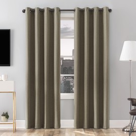 Sun Zero Tyrell Tonal Texture Draft Shield Fleece Insulated Total Blackout Grommet Curtain Panel, 50" x 96", Olive