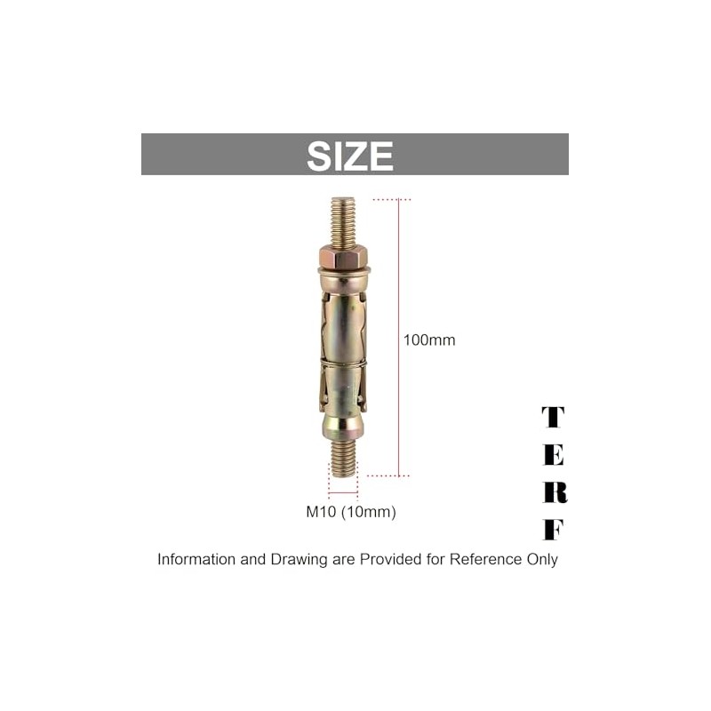 TERF® M10 X 100mm Projecting Bolts M10 X 100mm (M10:30P)
