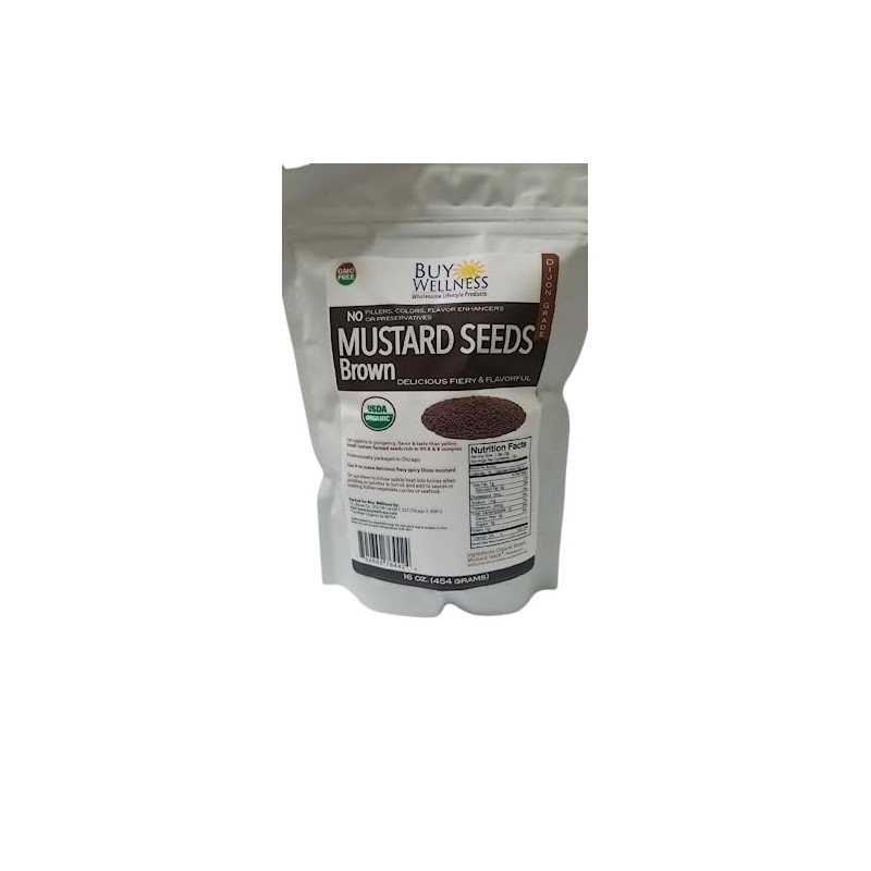 Buy Wellness MUSTARD SEEDS, Brown, USDA Certified Organic Brown Mustard