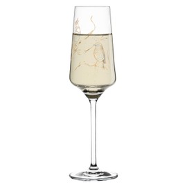 Ritzenhoff Prosecco Prosecco Glass by Marvin Benzoni (Sparrows), Crystal Glass, 233 ml, with Real Gold and Platinum, 1 Piece (Pack of 1)