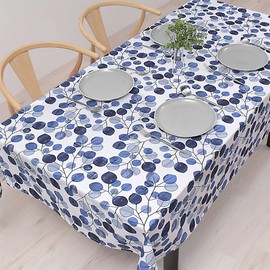 Style Decor W4702200 Tablecloth, 100% Cotton, Fashionable, Rectangular, Northern Europe, 47.2 x 59.1 inches (120 x 150 cm), Standard, Navy, Leaf