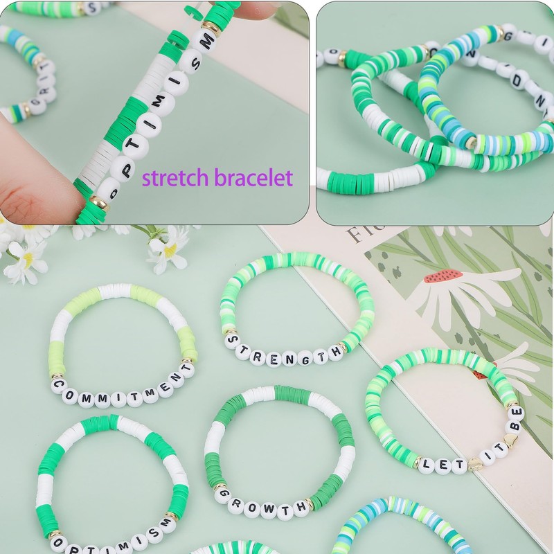 yongder Friendship Bracelets Heishi Surfer Stretch Stackable Preppy Clay Bead