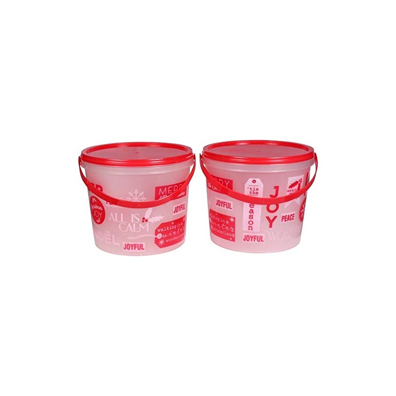 2 Pack Small Christmas Treat Bucket with Lids and Handle