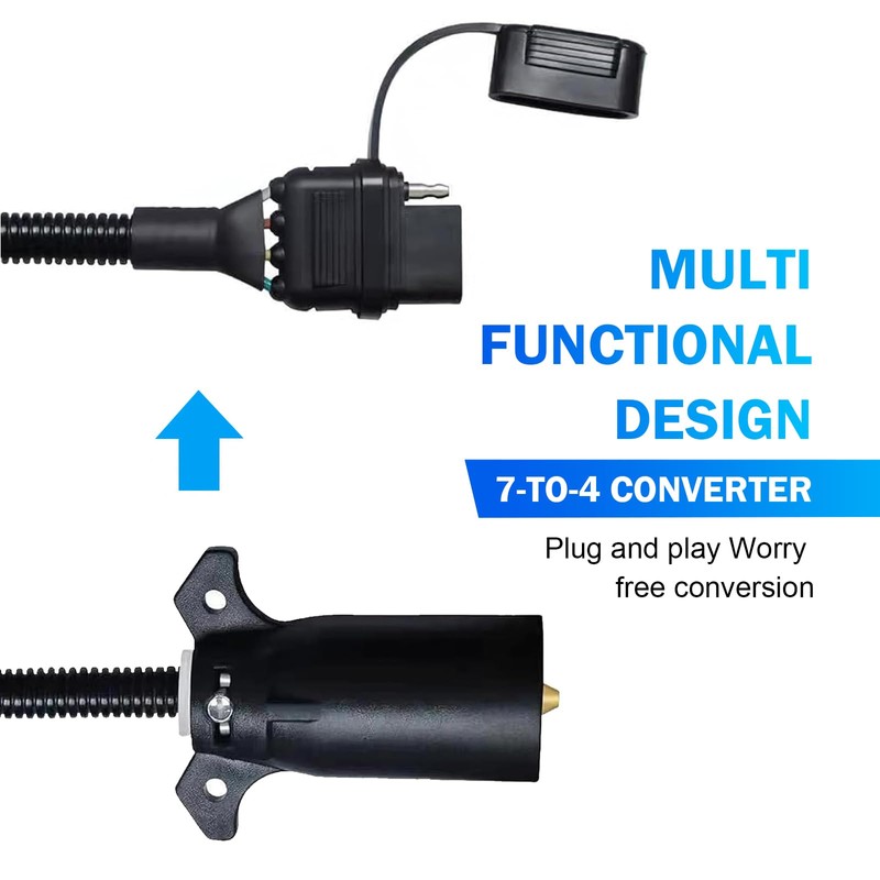 CyperFair 7 Pin to 4 Pin Trailer Adapter, Plug Play