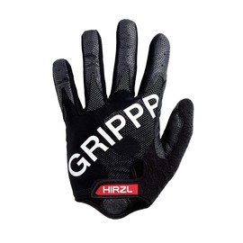 HIRZL Grippp Tour FF 1.0 Leather Bike Gloves, Black, Full Finger, Breathable, Anti-Slip, Sweat and Water Resistant, Ergonomic, Durable, MTB, Road, Mountain, Cycling, Swiss Design, Small