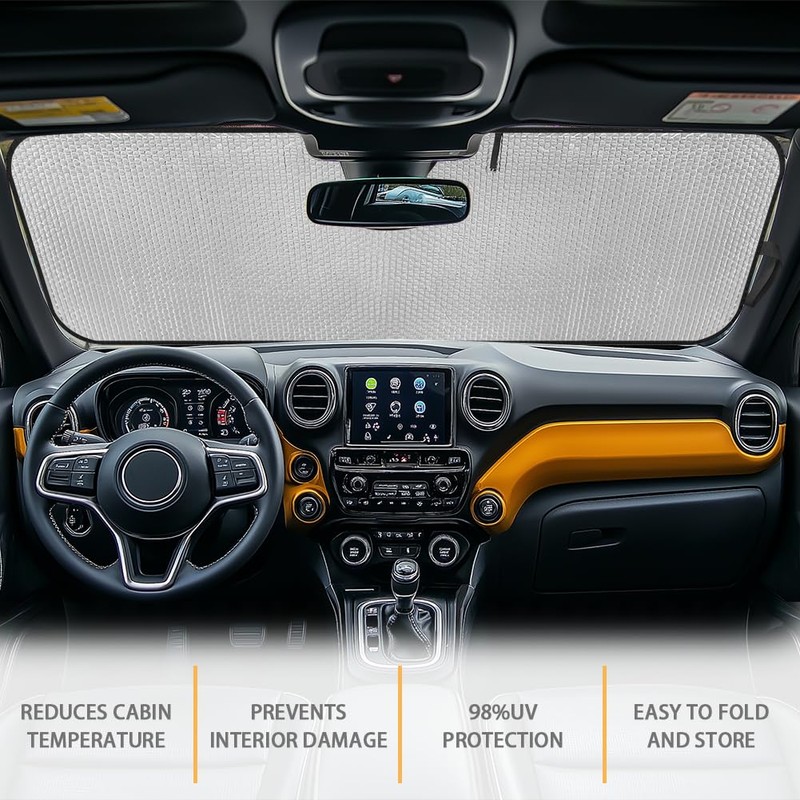 Tupalatus Butterfly Windshield Sun Shade Compatible with Jeep Wrangler JK
