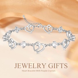 Cosie Lily Women's Bracelet 925 Sterling Silver Heart Bracelets Women Jewellery Gift for Her Valentine's Day Birthday, Sterling Silver, Cubic Zirconia