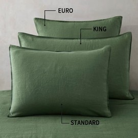 ATLINIA Linen Pillow Cases Standard Sham - 20 x 26 Inch Bed Pillow Protector Cover Set of 2 Bedding Cooling Neutral Pillowcase Shams Green