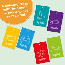 Happy Birthday Wrapping Paper. Game Controller Design. 5 XL Sheets (50 x 70cm). Boys Gaming. Gift Wrap with matching Tags. Cutting grid on reverse.