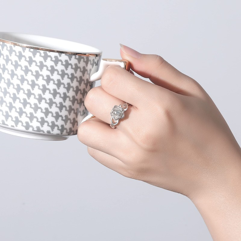 Rose Cremation Urn Ring: 925 Sterling Silver Cremation Keepsake Ring