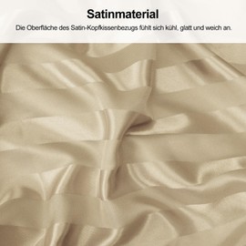 Lirex Set of 2 Satin Cushion Covers 30 x 50 cm with Zip, Soft Like Silk Cushion Covers, Satin Pillowcase Cushion Cover for Hair and Skin, Khaki Stripes