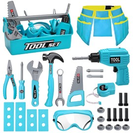 LOYO Kids Tool Set - Pretend Play Construction Tool Toys Kit with Tool Box Including Electric Drill Tool Belt Gifts for 3 4 5 6 7 Years Old Toddler Boys