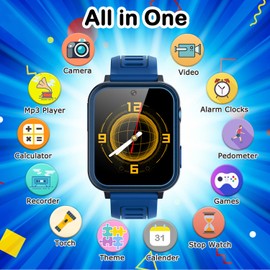 Smart Watch for Kids with 24 Puzzle Games, HD Touch Screen, Camera, Music Player, Pedometer, Alarm Clock, Calculator, Flashlight - 12/24hr Kids Watches Gift for 4-12 Year Old Boys