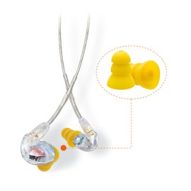 Silicone Ear Tips Replacement for Shure SE215 PRO SE425 SE535 SE846 Aonic4 Aonic5 Earphones, Triple Flange Earbuds Tips 5 Pairs, Yellow