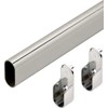 Oval Wardrobe Tube Polished Chrome Closet Rod W/End Supports, Welded