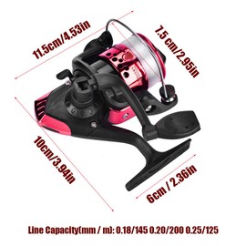 Lightweight Spinning Reel, 3 Bearing Mini Fishing Reel - Freshwater Saltwater Fishing Reel for Kayak & Travel, Compact Tackle Wheel with High Capacity Spool for Bass Panfish Inshore Fishing (Red)