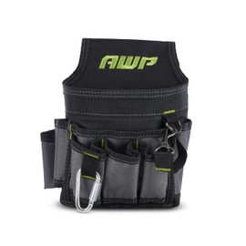 AWP Ballistic Nylon Mini Tool Pouch Multi-Pocket Organizer for Electricians, Professional Tool Box for Efficient Organization, Black/Gray | 1L-23021-2