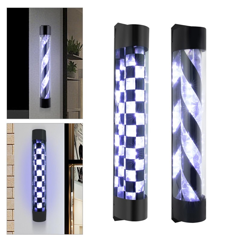 AngelcityCC Barber Pole Black White LED Light, 34 in Traditional