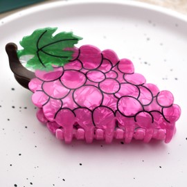 Purple Grape Print Shape Hair Claws 3.8" Non Slip Hair Clips for Women Girls Medium Thick Hair Accessories