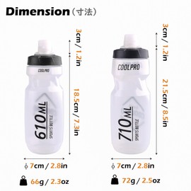 TRIWONDER Sports Water Bottle 610 ml 710 ml BPA-Free Sports Bottle Bicycle and Mountain Bike Water Bottle for Bicycle, Fitness, Outdoor, Jogging (Transparent, 610 ml)