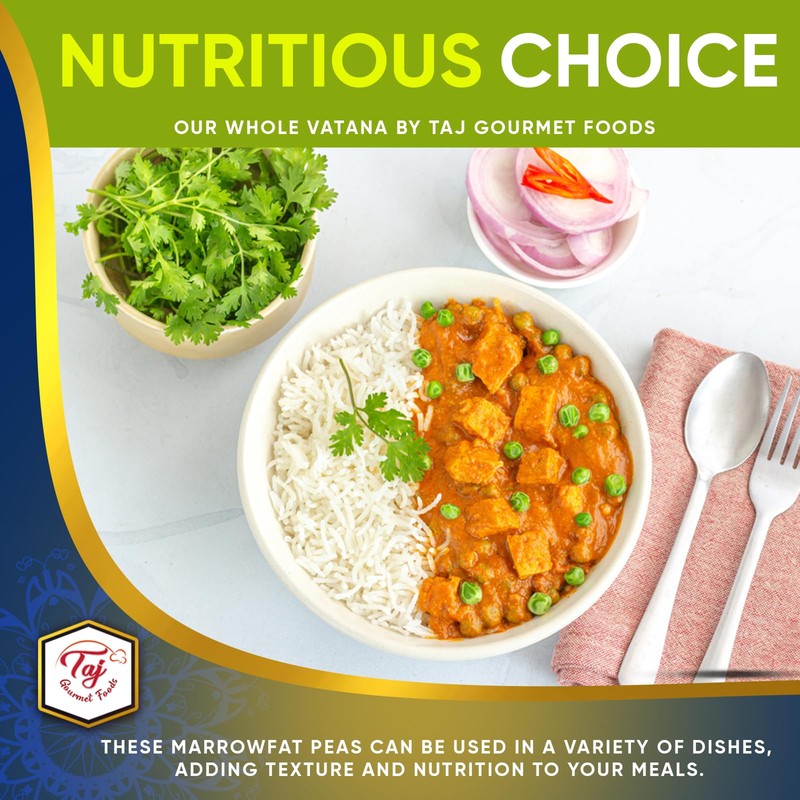 TAJ Green Peas Whole, 4-Pounds, Dried Whole Vatana Matar, Marrowfat